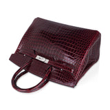 Hermes Birkin 35 Bag Diamond Bordeaux Porosus Crocodile with White Gold Hardware