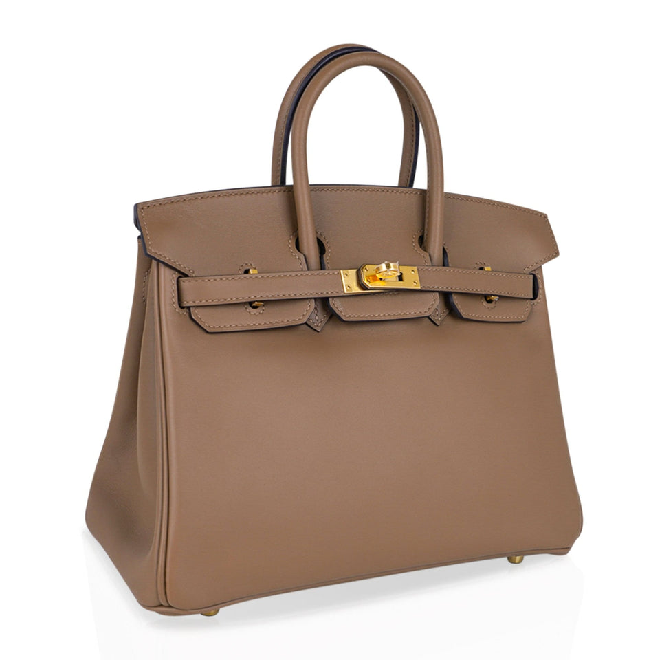 Hermes Birkin 25 Beige De Weimar Veau Jonathan Leather Gold Hardware