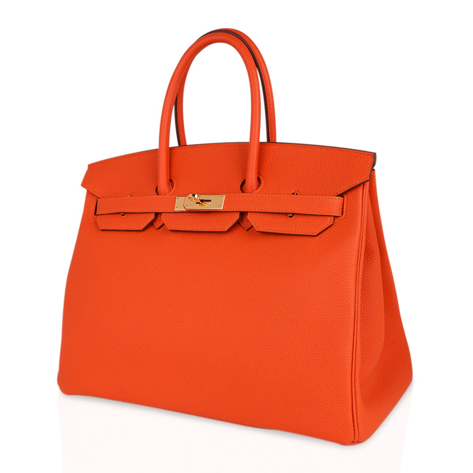 Hermes Birkin 35 Bag Feu Orange Togo Gold Hardware