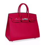 Hermes Birkin 25 Bag Sellier Framboise Veau Madame Leather with Palladium Hardware