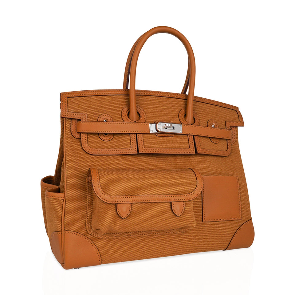 Hermes Limited Edition Birkin 35 Bag Cargo Sesame Toile Goeland & Swift Leather with Palladium Hardware