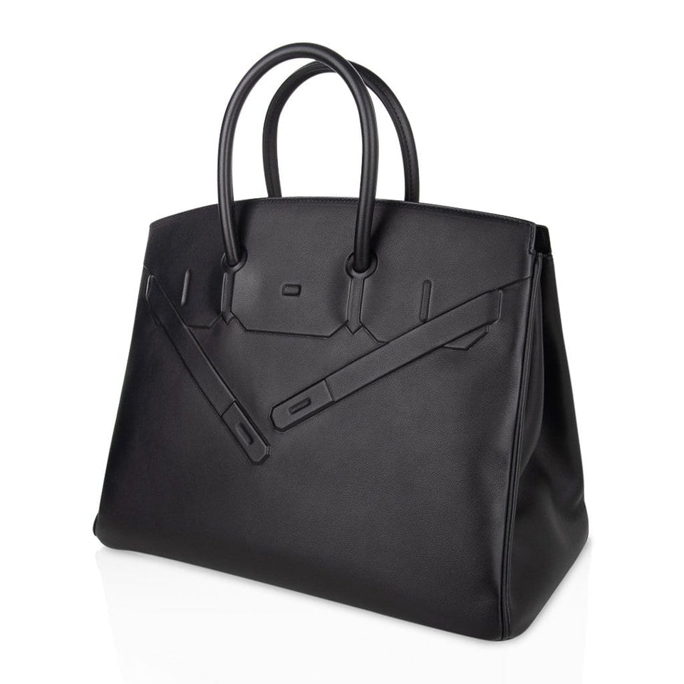 Hermes Shadow Birkin 35 Bag Limited Edition Black Swift Leather New