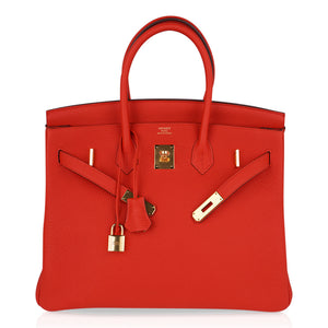 Hermes Birkin 35 Bag Capucine Togo Leather with Gold Hardware