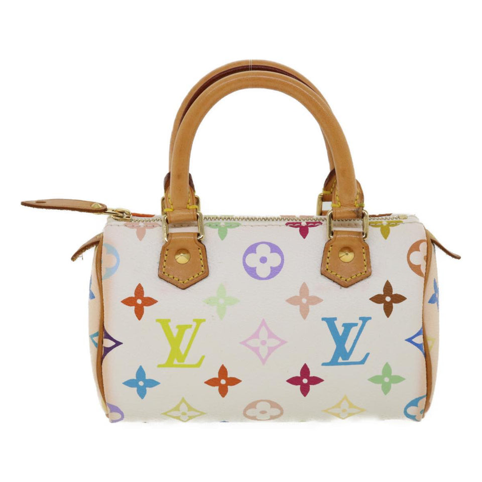 LOUIS VUITTON Monogram Multicolor Mini Speedy Hand Bag White M92645 Auth am548g