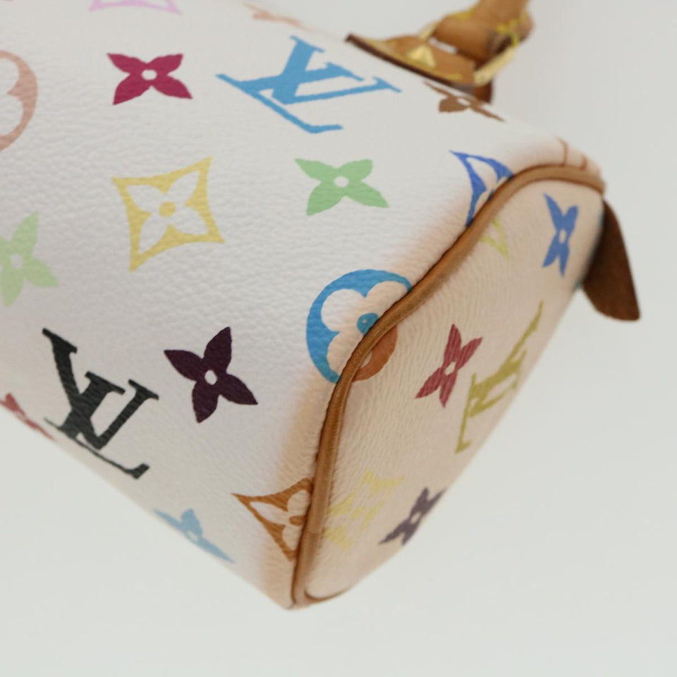 LOUIS VUITTON Monogram Multicolor Mini Speedy Hand Bag White M92645 Auth am548g