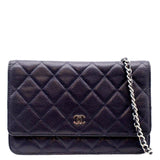 CHANEL WOC Quilted Caviar Leather Crossbody Wallet Navy Blue