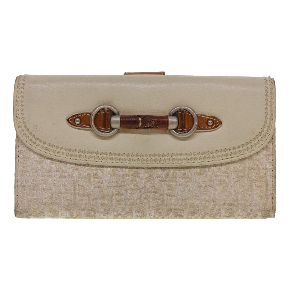 CHRISTIAN DIOR Trotter Canvas Long Wallet Beige 02-LU-0067  yb069