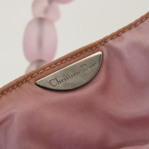 CHRISTIAN DIOR Maris Pearl Hand Bag Nylon Pink  yb139