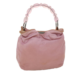 CHRISTIAN DIOR Maris Pearl Hand Bag Nylon Pink  yb139