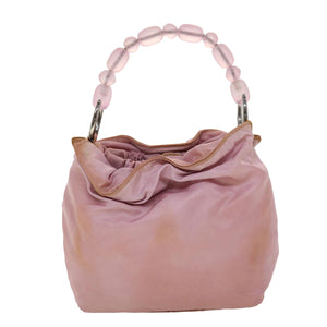 CHRISTIAN DIOR Maris Pearl Hand Bag Nylon Pink  yb139