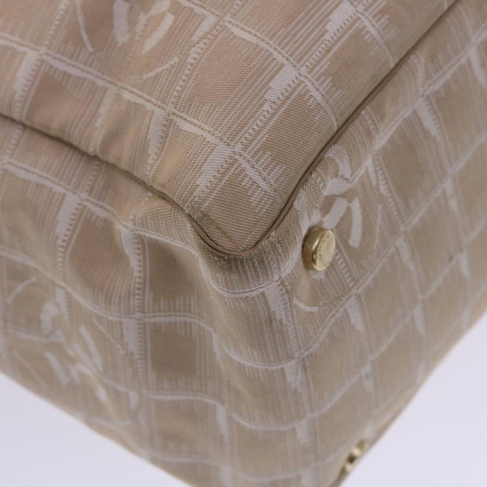 CHANEL New Travel Line Shoulder Bag Nylon Beige CC  yb272