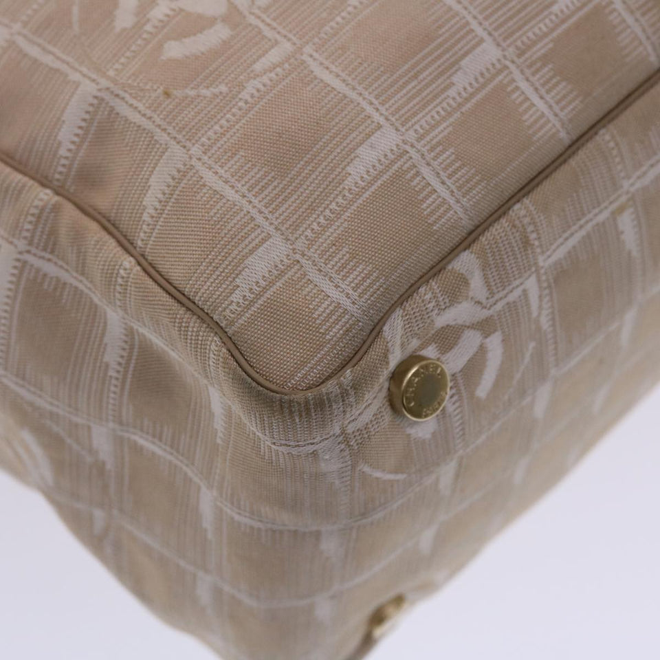 CHANEL New Travel Line Shoulder Bag Nylon Beige CC  yb272