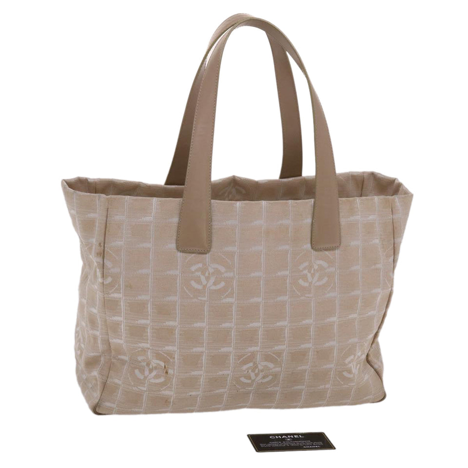 CHANEL New Travel Line Shoulder Bag Nylon Beige CC  yb272