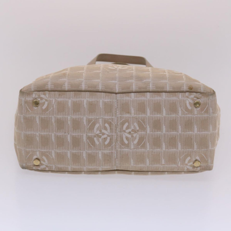 CHANEL New Travel Line Shoulder Bag Nylon Beige CC  yb272