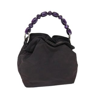 CHRISTIAN DIOR Maris Pearl Hand Bag Nylon Purple  yb286