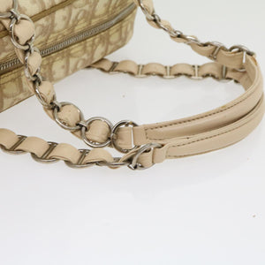 CHRISTIAN DIOR Trotter Canvas Hand Bag PVC Leather Beige  yk4818