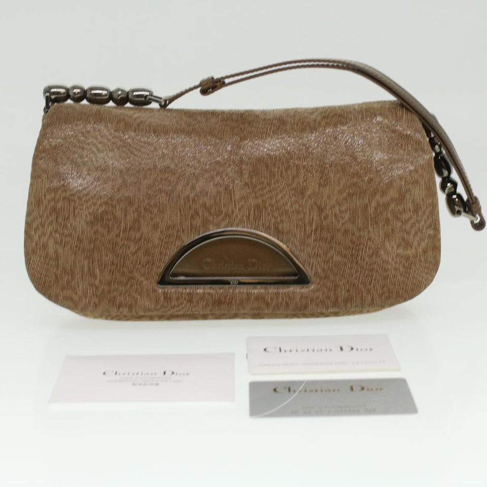 CHRISTIAN DIOR Maris Pearl Shoulder Bag Suede Brown MA-0999  yk5927