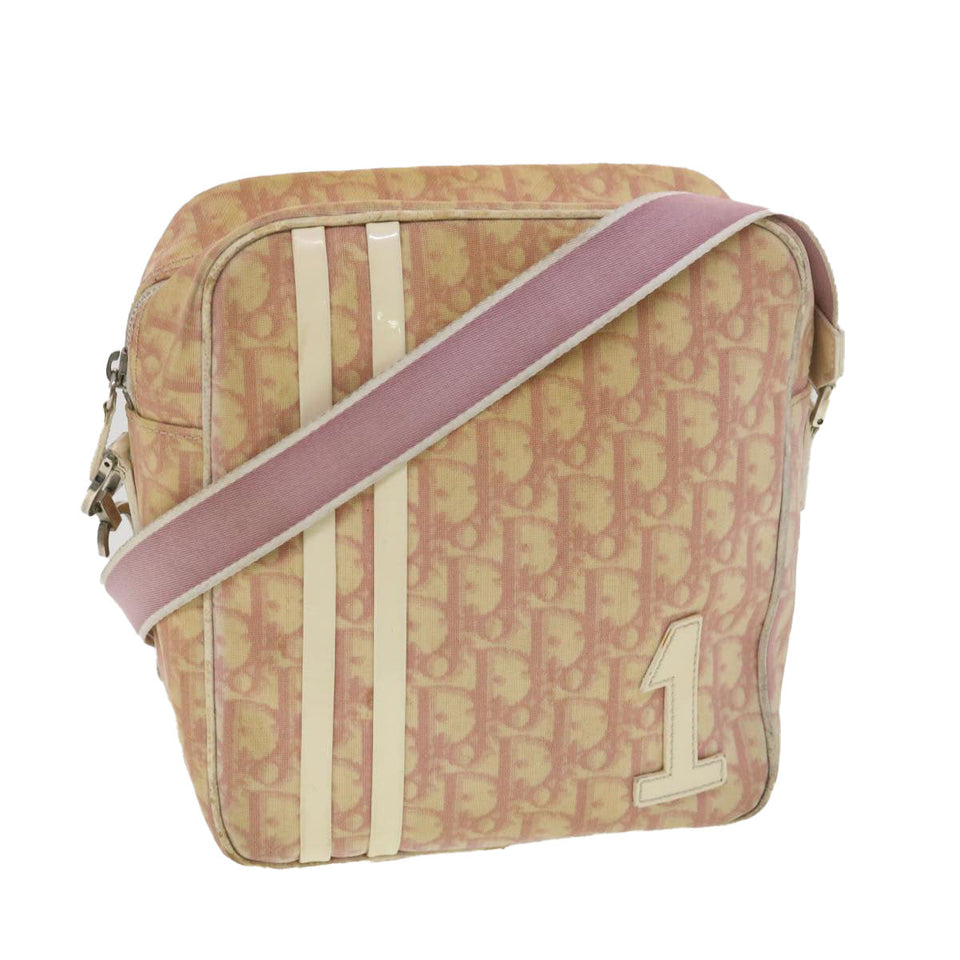 CHRISTIAN DIOR Trotter Canvas Shoulder Bag Pink BO D 0034  yk6182