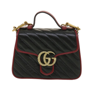 GUCCI GG Marmont Hand Bag Leather 2way Black 583571 Auth yk6261