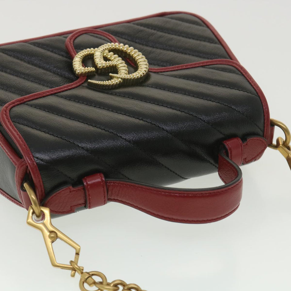 GUCCI GG Marmont Hand Bag Leather 2way Black 583571 Auth yk6261