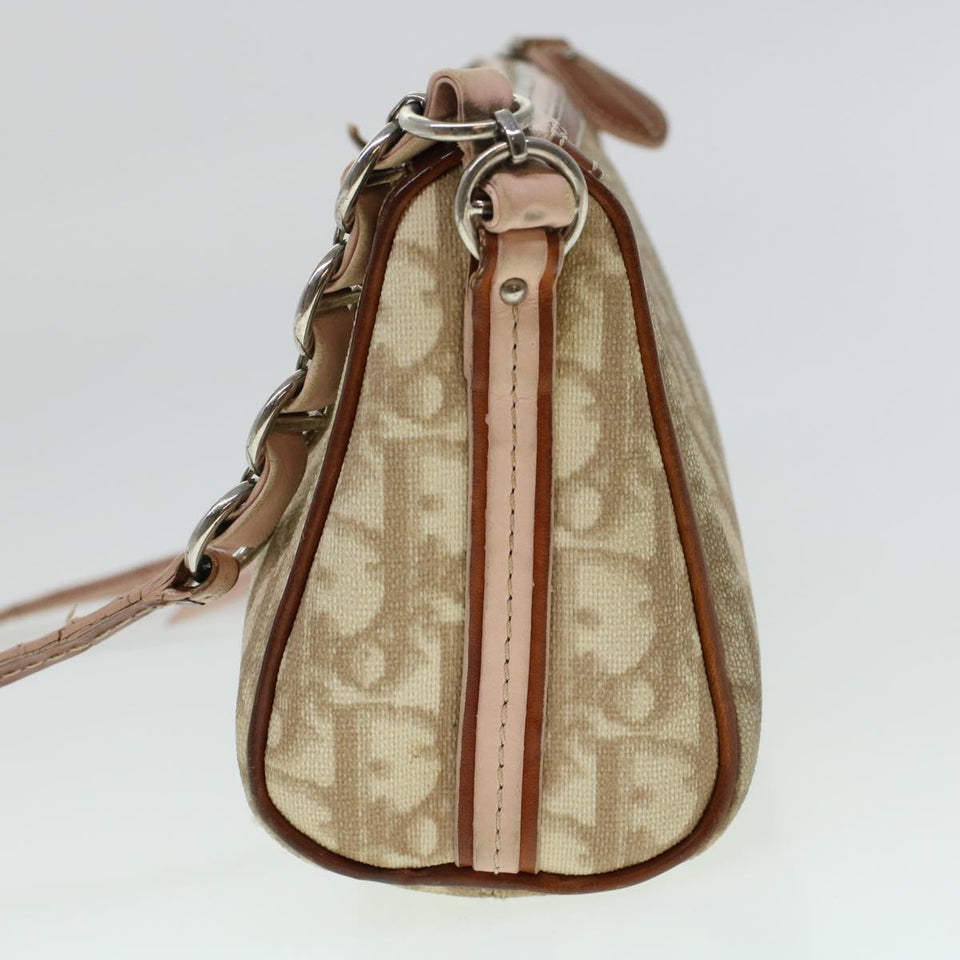 CHRISTIAN DIOR Trotter Canvas Shoulder Bag Beige  yk6960