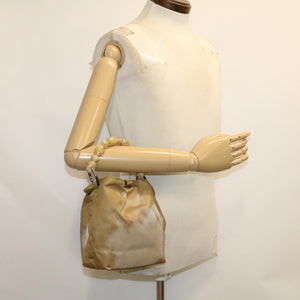 CHRISTIAN DIOR Maris Pearl Hand Bag Nylon Beige  yk7503