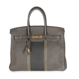 Hermes Étain Clemence Graphite Gris Fonce Lizard Club Birkin 35